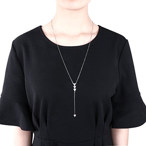 Y Shape Drop Necklace S925 Sterling Silver Simple Long Chain Lariat Arrow Triangle Pendant Necklace For Women #TOP4
