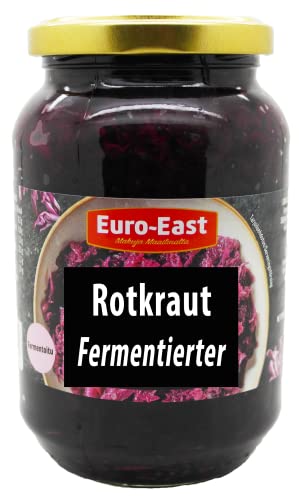 Euro-East Fermentierter Rotkohl 6er Pack im Glas | Hervorragende Ergänzung zu einer Vielzahl von Gerichten | Reich an Antioxidantien, Vitamin C und E | 6 x 460 g Cover