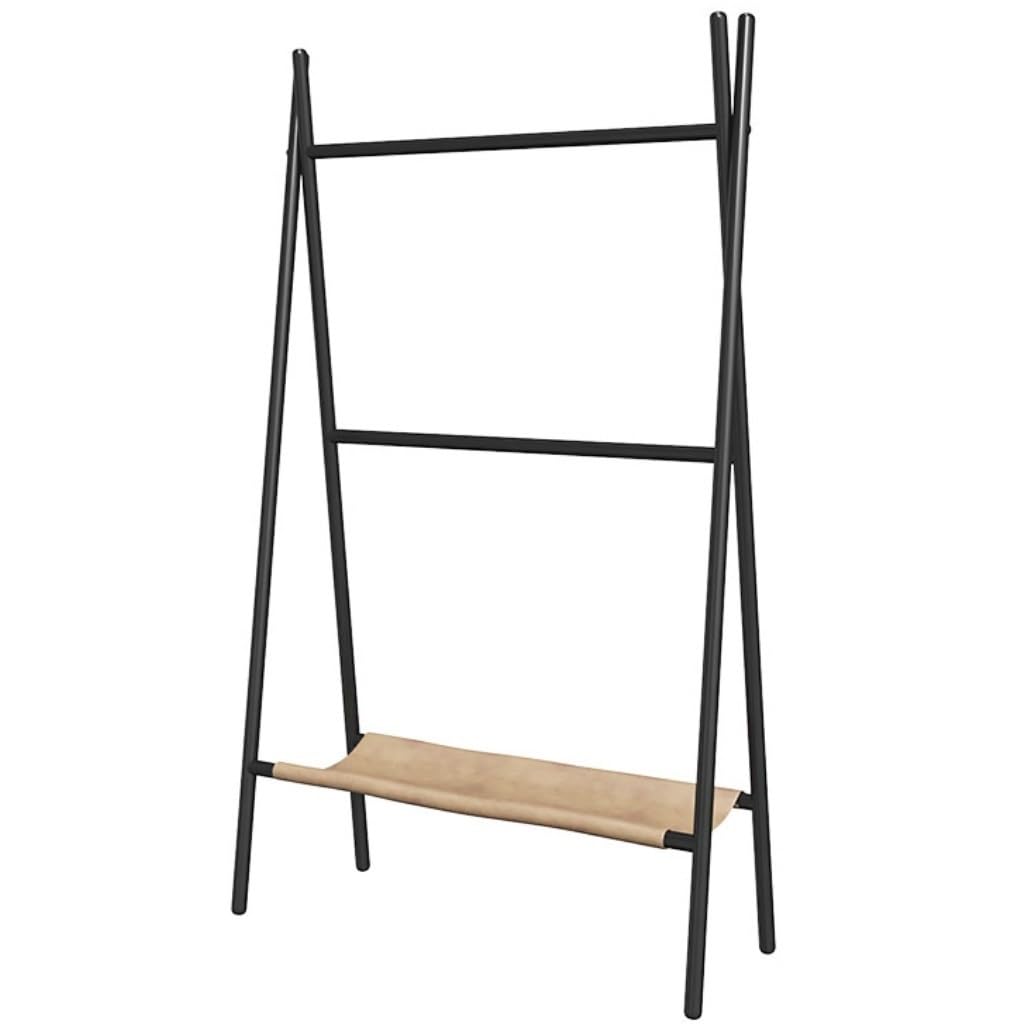 Towel Rail 2-Tier Free Standing Towel Rack With Storage Shelf Metal Stand Blanket For Bathroom Freestanding(Black)