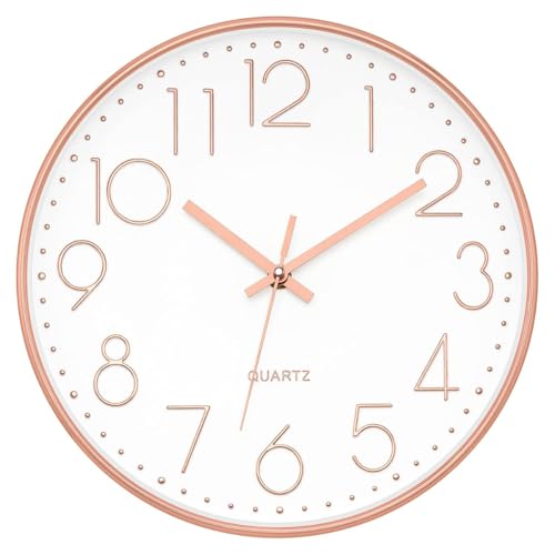 Image of STAR WORK Premium Wall Clock 12 inch Inch Silent Non-Ticking Quartz Movement | Easy to Read 3D Numbers | Modern Analog Clock for Home Decor, Living Room, Bedroom, Office (Vanilla Gold, 12-Inch (30Cm))