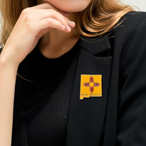 Image of State Shaped Map Lapel Metal Pin Enamel Brooch Keepsake Beautifully Designed for Backpack Hat