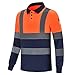 AYKRM Polo Haute visibilité à Manches Longues avec Bande réfléchissante et Bouton de sécurité pour Le Travail et Le Travail Respirant léger Double Bande (XS, Orange)