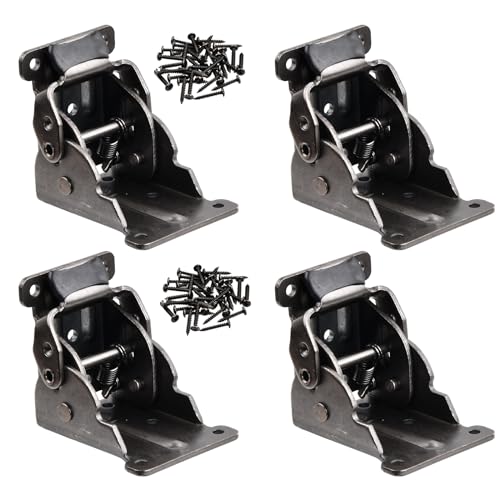 Fangehong Paquete de 4 Bisagras Plegables Patas, 90 Grados Bloqueo Automático, Herrajes para Mesas Plegables, Patas Plegables para Somier, Patas Escritorio para Conector de Accesorios de Muebles (C)