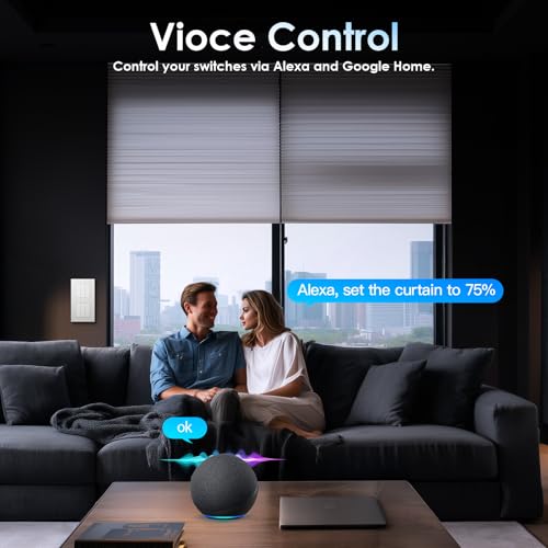 BSEED Doppel WLAN Rollladenschalter Unterputz mit PC Rahmen, Smart Jalousien Schalter ben&ouml;tigt Nullleiter, WiFi Rolladen Zeitschaltuhr Prozentuale Steuerung, kompatibel mit Alexa/Google Home, Wei&szlig;