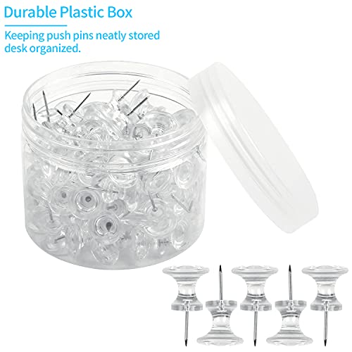 Suloli Giant Push Pins 100 Pack Clear Steel Point And Plastic Head Pins For Cork Board Bulletin Board With Transparent Jar #TOP4