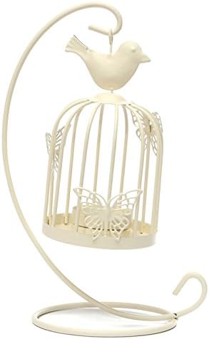 Amazon Co Jp 1 ピース良い贈り物ぶら下げ デザイン金属ヴィンテージ蝶パターン ランタン燭台の結婚式の家の装飾鳥籠キャンドル ホルダー 白い ホーム キッチン