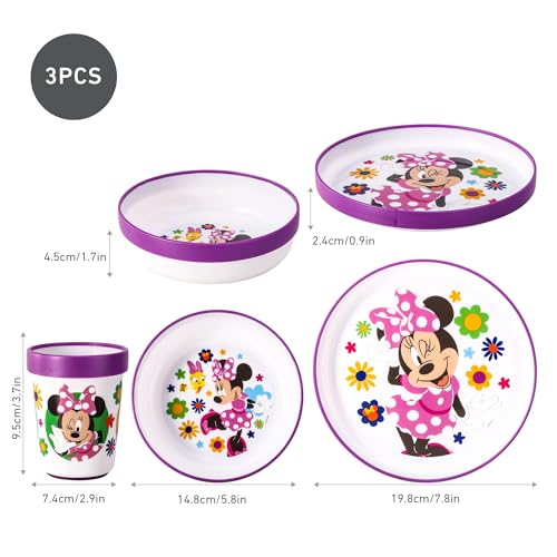Minnie Mouse Kids 6 Piece Reusable Dinner Set - Plate/Bowl/Cup/Knife/Fork/Spoon - Childrens Dinnerware Tableware Cutlery Set