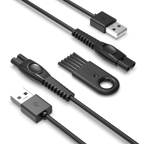Nicpower 5V USB-A Charger Cord Fit for Philips Norelco 2000 2400 2600 3600 3900 5400 5000X 7200 i9000 Wet & Dry Electric Shaver Series 3000 5000 7000 Fit for Phillips OneBlade Trimmer Razor (2 Pack)