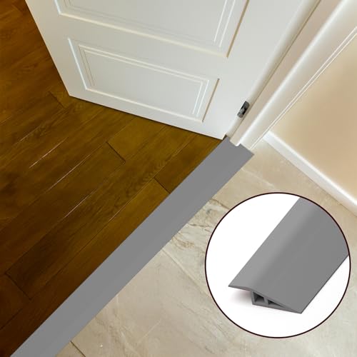 LIHIQIYA PVC Türschwellen Leiste, Übergangsprofil Selbstklebend, Übergangsleiste Boden Höhenausgleich Abdeckleiste für Parkettböden Laminate Schwellen (Grau, 7mm bis 10mm, 1M)