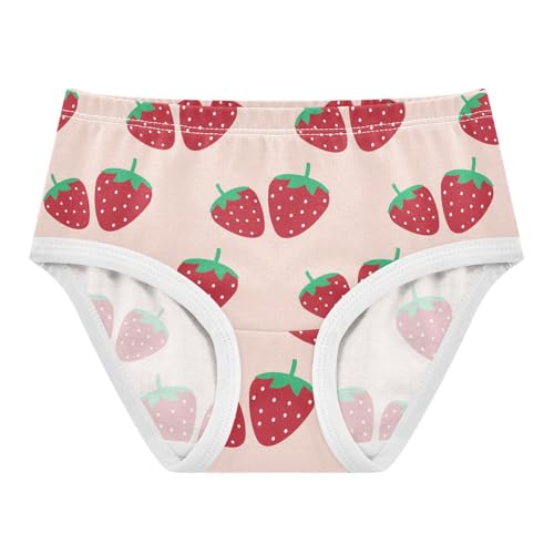 Girls Underwear Soft Cotton Strawberry Print Kids Panties in Sizes 2/3t, 4t, 5t, 6 and 8