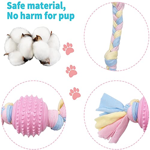 Puppy Toys,5 Pack Dog Chew Toys,Durable Dog Toys For Small Dogs,Cute Puppy Teething Chew Toy,Washable Cotton And Rubber Teething Toys For Puppies Small Dog With Rope Toys Squeaky Dog Toys Pink #TOP3