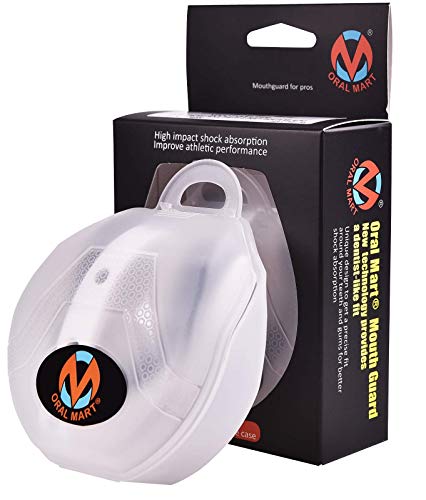image for Oral Mart White/Black Sports Mouth Guard with Strap (Ice Hockey/Footba