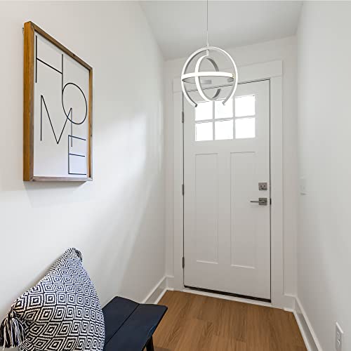 Silver Modern Led Chandelier,Globe Pendant Light Round 4000K Hanging Light Fixtures For Dining Room Kitchen Island Bedroom Foyer Entryway #TOP1