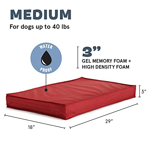 Barkbox - Outdoor Dog Bed - Waterproof Dog Or Cat Mattress Bed With Removable Cover - Platform Bed With Washable Cover, Durable, Portable - Indoor/Outdoor All Season Orthopedic Comfort - Medium - Red #TOP1