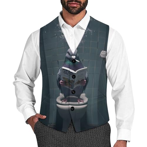 Stool Pigeon Mens Slim Fit Suit Vest Dress Waistcoat Casual Business Vest