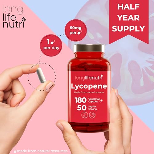 image for LongLifeNutri Lycopene 50mg 180 Vegetarian Capsules | Supplement Healt