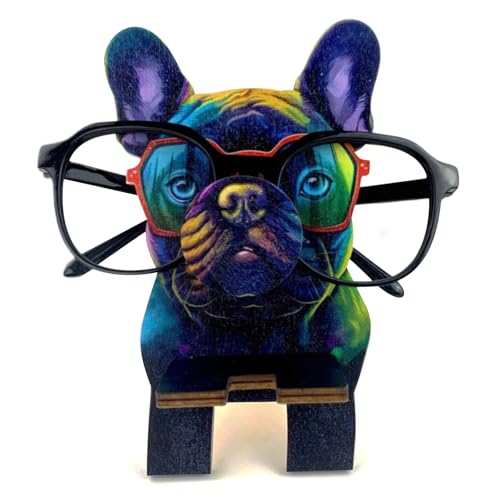 Guador Brillenhalter, Sonnenbrillen Präsentationsständer Wooden Spectacle Holder Kreativer Brillenhalter Wand Holz-Tier-Brillenständer Lustige Dekorativer Brillen (Cooler kleiner Hund)