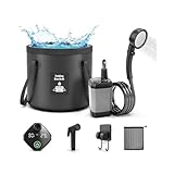FCSJOST Portable Shower for Camping, 6000mAh Rechargeable Camping Shower with LED Display, 3 Spray Modes, IPX7 Waterproof Shower Pump Outdoor Shower for Hiking, Travel, Plants, Pets & Car Washing