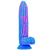 WEMAY Dildo Colourful Big Grain Corn Adult Sex Toy with Strong Suction Cup 8 Inch Flexible Soft Vegetable Dildos - Blue 1.0 Count