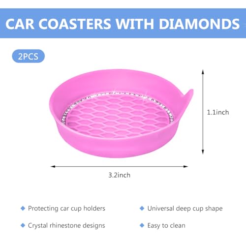 Portavasos para auto 2 pcs con cristales, rosa miniatura 2