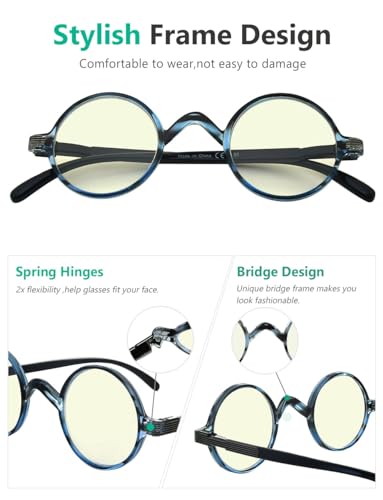 Image of Eyekepper Reading Glasses for Women Men, Blue Light Readers Round | Womens Circle Computer Cheaters, Mens Ladies UV /Bluelight Blocking Reader Eyeglasses,All-Day Comfort Spring Hinges for Screen