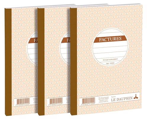 Le Dauphin – Ref. 14266D – Karton mit 54 Manifolds Rechnungen – selbstdurchschreibend – Duplikat (1 Original und 1 Kopie) – 50 Blatt – Format 21 x 14,8 cm – lackierter Einband