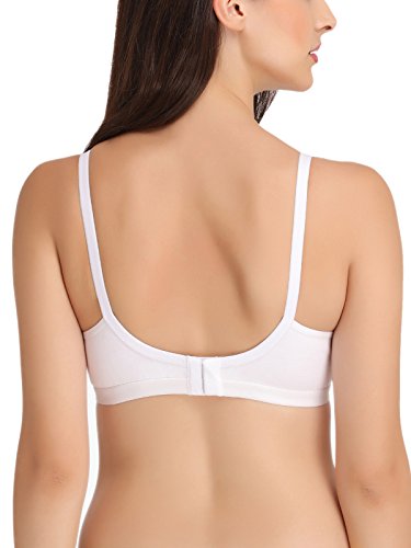 Image of Clovia Women's Cotton Rich Solid Non-Padded Full Cup Wire Free T-Shirt Bra - White Pack of 2