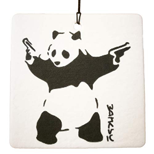 Ali Air Freshener Banksy Panda mit Waffen Auto Lufterfrischer Schwarz-Weiß Hängendes Papier