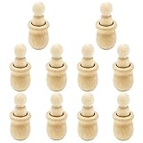 Coolayoung Pack of 10 Peg Dolls Unfinished, People Mini Wooden Nesting Dolls Set DIY Craft for Paint Stain Decor for Home Party