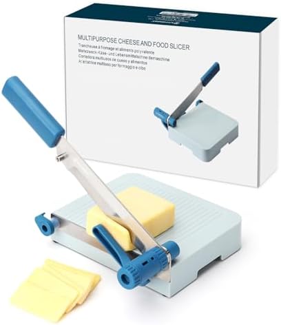 KITCHENDAO Multipurpose Cheese and Food Slicer with Adjustable Thickness Dial, Dual-Blade Cutting System for Easy Slicing, Safety Lock, Block Cheese Sausage Vegetable Biltong Beef Jerky Cutter