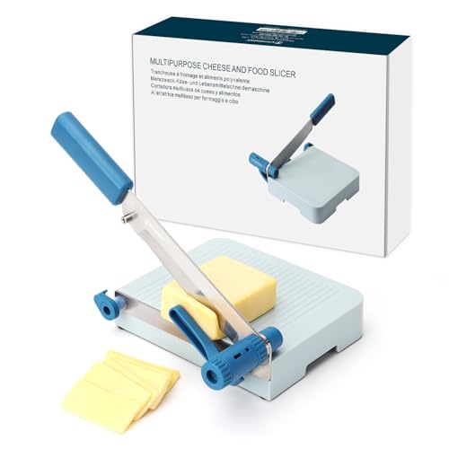 KITCHENDAO Multipurpose Cheese and Food Slicer with Adjustable Thickness Dial, Dual-Blade Cutting System for Easy Slicing, Safety Lock, Block Cheese Sausage Vegetable Biltong Beef Jerky Cutter by KITCHENDAO - Used condition - CA$32.97