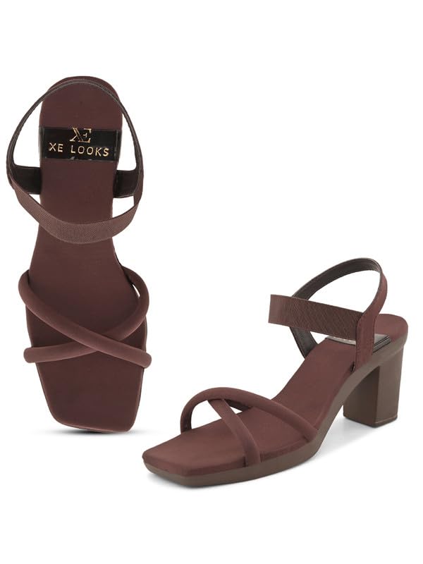 XE Looks Women's Stylish Block Heels | Open-Toe Sandals with Elastic Support | Anti-Skid Sole & Cushioned Footbed Block He... - Review, Price and Buying Guide