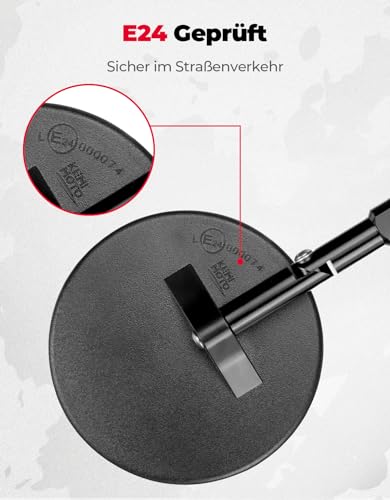 KEMIMOTO【2025 Upgraded】Motorrad Spiegel, E24 Geprüft, 2 Stück Lenkerspiegel, mit 2 Spiegel Halterungen, Runde Lenkerendenspiegel, Kompatibel mit Scooter, Roller, ATV, MT07, Z750, CB125R