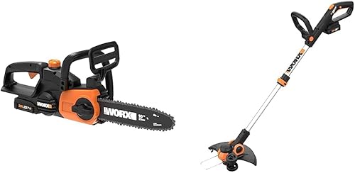 WORX WG322 - Motosierra inalámbrica de 20 V Power Share de 10 pulgadas con tensión automática y WG163 GT 3.0 20V PowerShare 12 pulgadas y