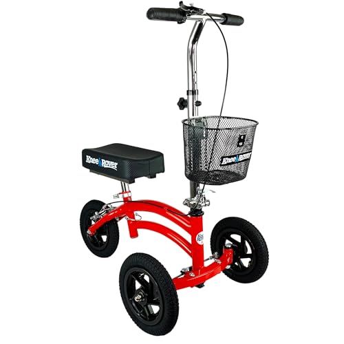 KneeRover Jr All Terrain Knee Scooter, Red | Heavy Duty Knee Walker…