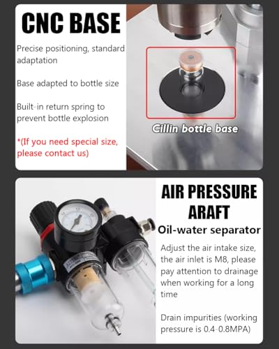 Máquina neumática de sellado de viales, herramienta de tapado de mano para botellas de vidrio y aluminio y plástico, eficiente tapadora de viales de 13 mm