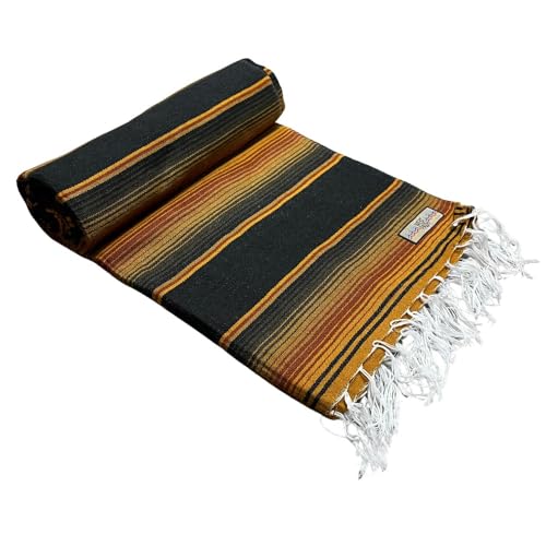 Open Road Goods Authentic Mexican Serape Blanket - Multicolor Saltillo Throw with Classic Stripe Pattern - Lightweight Handmade Blanket for Beach