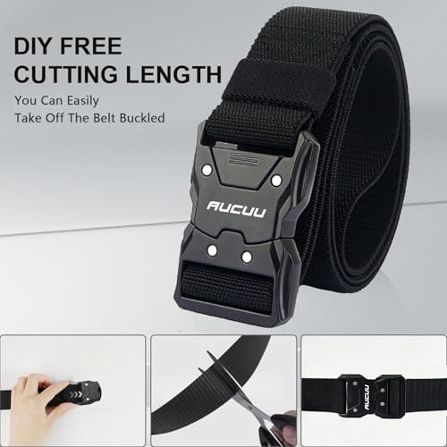 Aucuu Schnellverschluss Taktischer Gürtel, Arbeitsgürtel Herren mit Schnellspanner Metallschnalle, Militär Wandern Arbeitgürtel, Gürtel Nylon Canvas Belt, Herren Belt für Outdoor, Arbeit, Militär