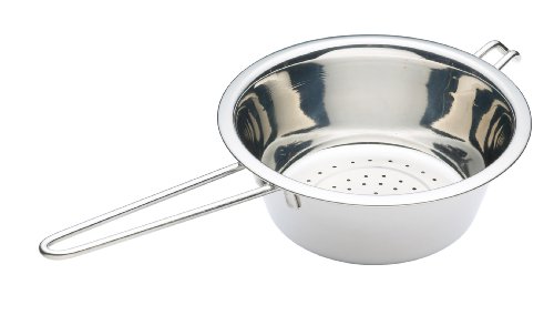 KitchenCraft Stainless Steel Colander with Long Metal Handle, 2 cm (8), Silver