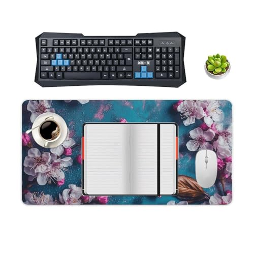 Tapis de souris caoutchouc imprimé fleurs bleu antidérapant pour ordinateur - 4