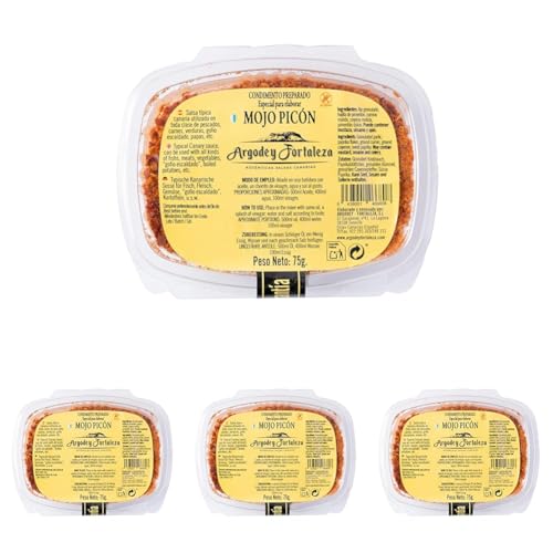 Preparado de Condimento de Mojo Picón 75g - Autentico Sabor Canario. Versátil y Fácil de Usar. Ideal para Carnes, Pescados, Papas Arrugadas. Sin Conservantes ni Aditivos Artificiales (Paquete de 4)