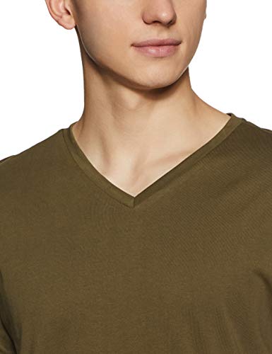 Image of ABOF Men's Solid Slim fit T-Shirt (BOA19AMCWTE3037124 Olive XXL Green