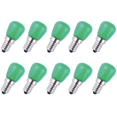 Aiwerttes E14 LED Light Bulb, 3 W E14 Small Edison Screw Night Lamps, AC 220-240 V, for Halloween, Christmas, Salt Lamp, Not Dimmable, Green (Pack of 10)