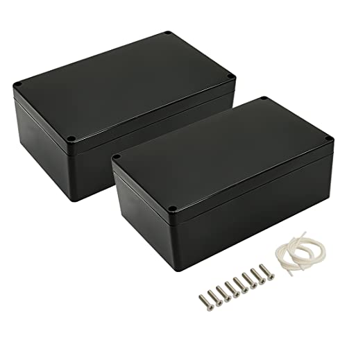 LeMotech Project Box ABS Plastic IP65 Waterproof Dustproof Electrical Junction Box Outdoor Enclosure for Electronics Black 7.87 x 4.72 x 2.95 inch (200 x 120 x 75 mm)(Pack of 2)