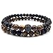 Produktbild LLXXYY Stein Armband,Naturstein Mode 2 Pcs/Set Kugel Männer Armband 6 Mm Tigerauge Stein Perlen Armband Herren Armband Schmuck Geschenk Braun