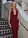 JOTWIS Women's Maxi Bodycon Dress V Neck Sexy Long Backless Dress Wedding Guest Dress Formal Cocktail Club Dresses Burgundy