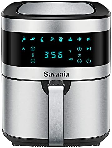 Savania 5.8 Quart Air Fryer With Digital Touch Screen, 8 Cooking Pre-sets, Non-stick Basket, Shake Reminder Function