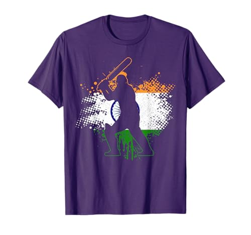 Cricketer Indian Flag Vintage Cricket India T-Shirt