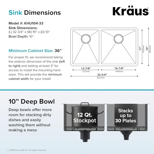 image for KRAUS Standart Pro 33 -inch Undermount 60/40 Double Bowl 16 Gauge Stai