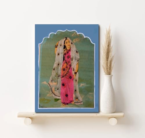 Image of Sikhash Raja Ravi Varma Canvas Paintings Classic Art, Indian Art, Famous Artist, Wall Painting for Living Room, Bedroom, Office, Unframed, Multicolor Fabric Size - 12x9 inches (30x23 cms, Rambha)
